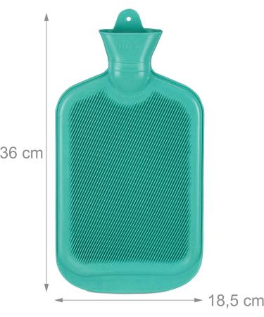 Relaxdays 2L Hot Water Bottle - Durable Safe & Odorless Natural Rubber in Turquoise - No Cover Needed - Buy Online on GoSupps.com