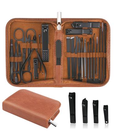 Manicure Set Professional Nail Clipper Kit-26 Pieces Stainless Steel Manicure Kit nail Care Tools With Luxurious Travel Case
