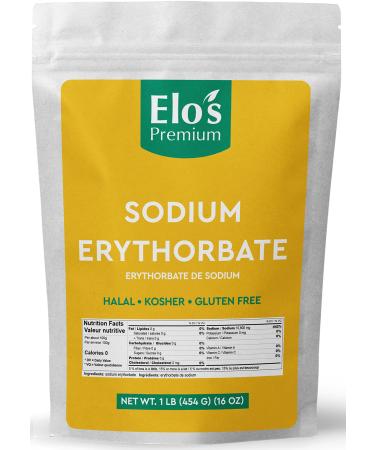 Sodium Erythorbate (1lb) By Elo s Premium | Packaged In Canada| 100% Food Grade Antioxidant| Non-GMO Gluten Free and Keto | Antioxidant & Curing Agent for Meats Poultry Soda & More