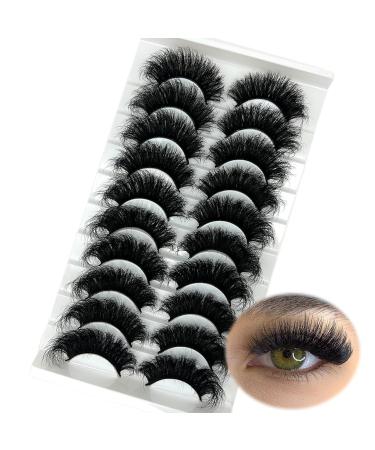 Mink Lashes 20mm - Soft Fluffy Dramatic 3D Strip Lashes | 10 Pairs Thick Volume False Eyelashes for Ultimate Glam - Buy Online on GoSupps.com