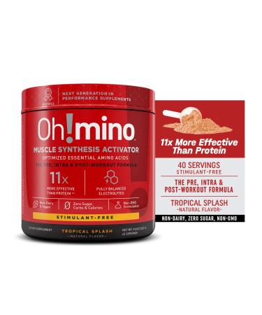Oh!mino Muscle Synthesis Activator Tropical Splash Flavor (Stimulant-Free, 40 Servings 280grams) Amino Acids Supplement, Electrolytes Powder, Pre, Intra, Post Workout Recovery Drink, – Oh! Nutrition
