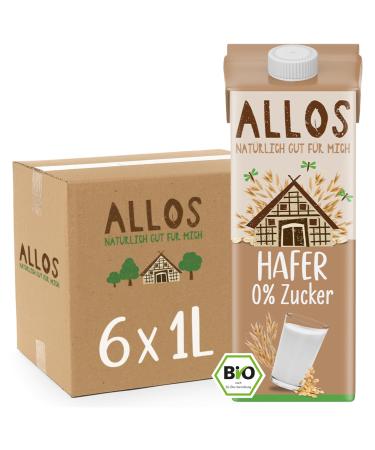 Allos organic oat drink unsweetened |Milk alternative from oats |Plant base drink |Vegan drink |Sugar -free |Without sugar |Vegan |Lactose -free |1 liter (6 pieces)