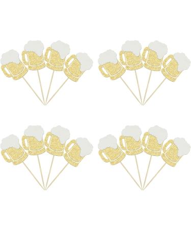 Gyufise 24Pcs Cheers Beer Mug Cupcake Toppers Gold Glitter Beers Cake Topper Decorations Cheers Beer Festival Celebrating Birthday Party Supplies B 24pcs - Buy Online on GoSupps.com