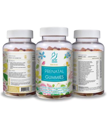 Actif Prenatal Gummies with 25+ Organic Vitamins and Organic Herbal Blend - Non-GMO 100% Vegetarian 90 Count Made in USA - Buy Online on GoSupps.com