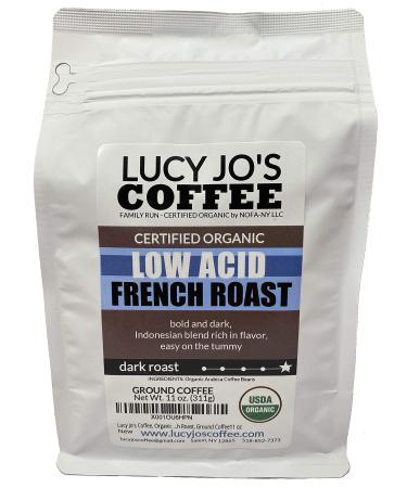 Lucy Jo's Coffee, Organic Low Acid French Roast, Ground Coffee 11 oz French Roast 11 Ounce (Pack of 1)