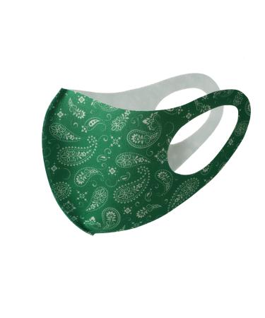 Komonee Face Mask Washable Reusable Paisley Dustproof Cloth Mouth Cover Covering For Men Women Outdoors Indoors Cycling Ski Protection 3 Green