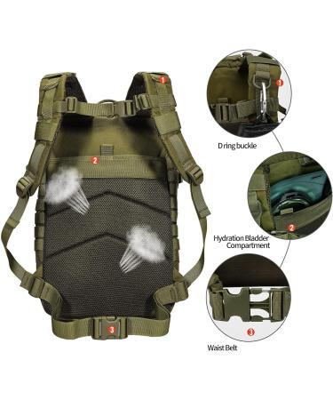 YAKEDA 45L Military Tactical Backpack - Army Survival Pack for Men - Large 3 Day Assault Bag - Green - Buy Online on GoSupps.com