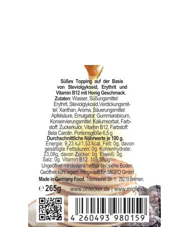 Buy Oh! Delicious Sugar-Free Honey Flavour Syrup - Vegan Fat-Free Salt-Free with Vitamin B12 - 265g | International Shipping Available - Buy Online on GoSupps.com