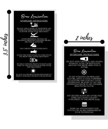 Brow Lamination Aftercare Instruction Cards | 50 Pack | 2x3.5 Business Card Size | DIY Brow Lift and Tint Kit | Snatched Brows - Black with White Icons - Buy Online on GoSupps.com