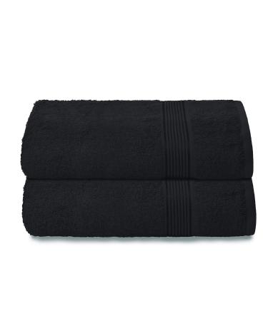 Belizzi Home Cotton 2 Pack Oversized Bath Towel Set 28x55 inches, Large Bath Towels, Ultra Absorbant Compact Quickdry & Lightweight Towel, Ideal for Gym Travel Camp Pool - Black