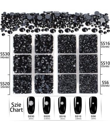 6400 Pieces Hotfix Black Rhinestones Set with Tools - Crystal Glass Gems in 5 Sizes SS6-SS30 - Buy Online on GoSupps.com
