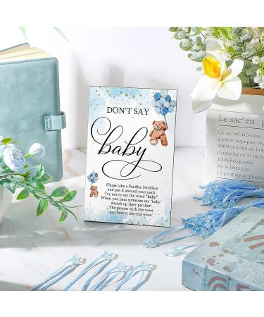 Wesiti 51 Pcs Baby Shower Game Wooden Bear Sign Set with 50 Pacifiers Necklace - Perfect for Gender Reveal Party Favor (Blue) - Buy Online on GoSupps.com