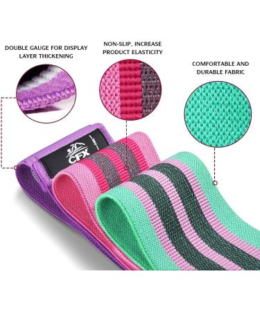 CFX Resistance Bands - Premium 3 Set Non-Slip Exercise Bands for Hips & Glutes | 3 Resistance Levels | Ideal for Home Workouts and Yoga - Green, Pink, Purple - Buy Online on GoSupps.com