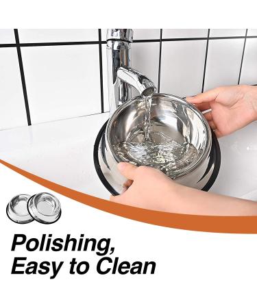 2-Pack Stainless Steel Dog Bowls with Anti-Skid Base - Ideal for Small/Medium/Large Pets - 8oz Capacity - Non-Slip Pet Feeder and Water Dish for Dogs, Puppies, Cats, and Kittens - Buy Online on GoSupps.com