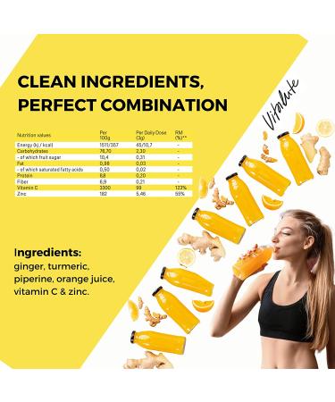 Ginger Shots with Turmeric - 80 Shots with Curcumin, Cayenne Pepper, and Vitamin C - Sugar-Free Ginger Powder Drink - Buy Online on GoSupps.com