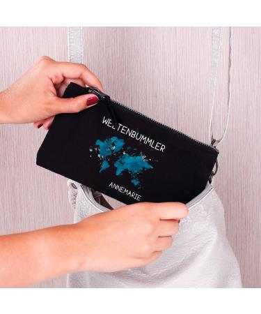 Herz & Heim Black Cosmetic Bag - Globetrotter | Personalized Essentials for Global Travelers - Buy Online on GoSupps.com