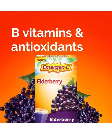Emergen-C Elderberry Fizzy Drink Mix - Immune Support with High Potency Vitamin C - 18 Count - Buy Online on GoSupps.com
