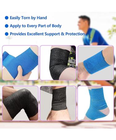 Fikiro 8 Self-Adhering Cohesive Bandage for Dogs - 5cm x 4.5m (Black/Blue) | Fix Fingers Hands Toes & Feet - Best International Shipping - Buy Online on GoSupps.com