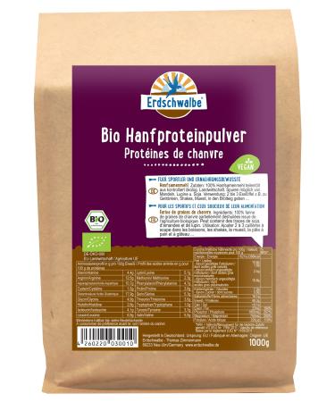 Erdschwalbe Organic Hemp Protein - Vegan Protein Powder - 1 Kg