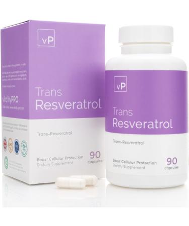 Trans Resveratrol 500mg x 90 Capsules - Third Party Tested Over 98% Purity - Natural Trans Resveratrol Supplement - Vitality Pro