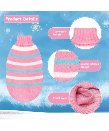 Lynine Pink Knitted Dog Sweater Warm & Soft Striped Winter Sweater for Small Dogs & Cats (L) - Buy Online on GoSupps.com