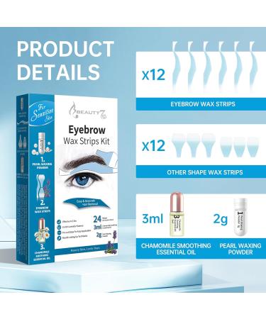 Bandes de Cire Froide D pilatoire Sourcils Homme - Peaux Sensible - 24 Bandes de Cire avec Poudre de Perle 2g et Huiles Essentielles Apaisantes 3g Bande d' pilation des Visage Frome Pr d coup e - Buy Online on GoSupps.com