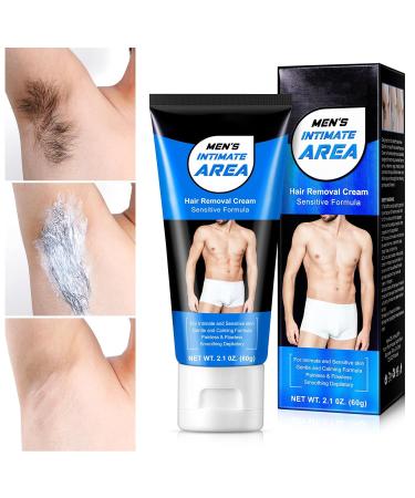 Intimate Men's Hair Removal Cream - Gentle & Painless Depilatory for Sensitive Areas | 60g for Genitals Bikini Legs & Buttocks | 24-Hour Hydration - Buy Online on GoSupps.com