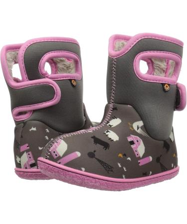 BOGS Baby Wellington Boots Plum Flower Stripe 71565 | UK 3-8 | Grey Multi - Buy Online on GoSupps.com