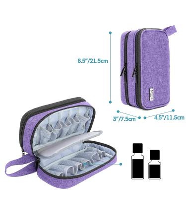 LUXJA Essential Oil Carrying Case - Portable Double-Layer Organizer for 12 Bottles (5ml-15ml) and Roller Bottles - Purple - Buy Online on GoSupps.com