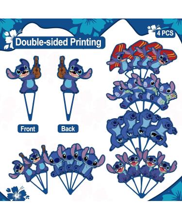 NIAYOU 24 Pcs Blue Cupcake Toppers- Blue Stitch Themed Cake Decorations Cartoon Happy Birthday Cupcake Toppers for Boys Girls Kids Birthday Party Supplies - Buy Online on GoSupps.com