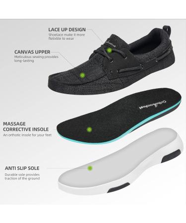 OrthoComfoot Women's Lace Up Boat Shoes - Arch Support for Plantar Fasciitis Relief - Comfortable Orthopedic Deck Loafers - Size 7 W1-Black - Buy Online on GoSupps.com