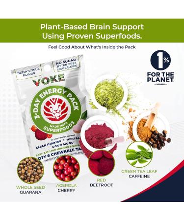 Voke ENERGY TABLETS - Superfood Chewable for Focus & Clarity | 30 Count (Pack of 5) | Vitamin C Mood Support Portable & Resealable - Buy Online on GoSupps.com