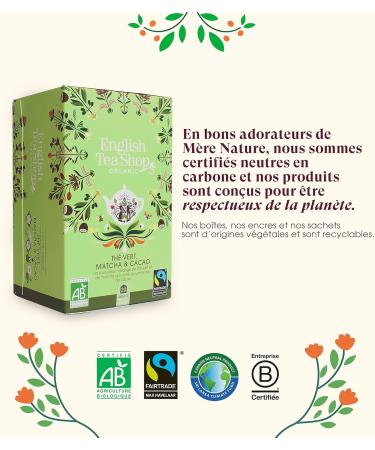 English Tea Shop - Green Tea Matcha Tea and Organic Cocoa - Blend of green tea Japanese matcha tea and organic cocoa - Box - Buy Online on GoSupps.com