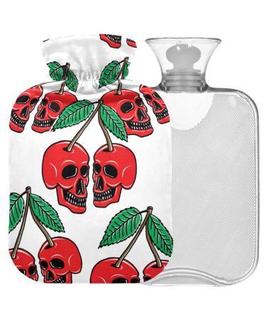 Naanle Halloween cherry skull heating bottle with cover transparent hot water bottle 2l large hot hot water bottle for bed handfoot heat pain relief heat and cold therapy