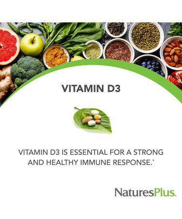Nature's Plus Immune Vitamin D3 125 mcg (5000 IU) - 60 Softgels for Immune Support - Buy Online on GoSupps.com