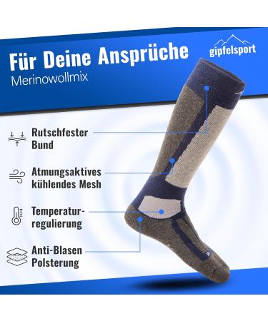 Summit Ski Socks for Men Women & Children | Warm Merino Knee Socks for Winter & Snowboarding - Navy 45-47 - Buy Online on GoSupps.com
