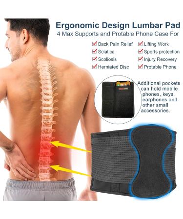 Back Brace Support Belt for Pain Relief | Adjustable Lumbar Waist Protection for Scoliosis Sciatica & Herniated Disc - L/XL (31-38 inches - Buy Online on GoSupps.com