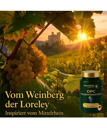  LEONARDINO NatuRhein LORELEY Germany OPC Grape Seed Extract - High Dosed from Premium Wine Grapes - 180 Vegan Capsules - Natural & Pure OPC - Lab Tested in - Buy Online on GoSupps.com