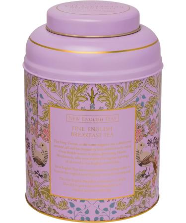 New English Teas Song Thrush & Berries Tea Caddy - 240 English Breakfast Teabags | Pink Design - Buy Online on GoSupps.com