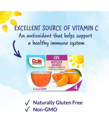 Dole Fruit Bowls Mandarin Oranges in Orange Gel - Gluten Free Healthy Snack, 16 Total Cups (4 oz each) - Buy Online on GoSupps.com
