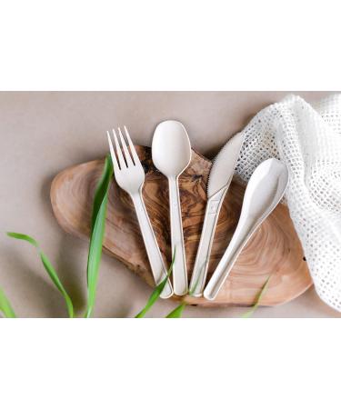 Bubuwares Bamboo Fibre Cutlery Set - Compostable Disposable Sustainable Biodegradable Utensils - 100 Pieces - 100percentagePlastic-Free Single-use Perfect for Picnics Camping Parties - Buy Online on GoSupps.com