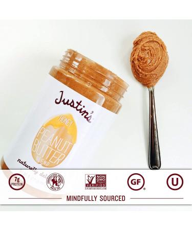 Justin's Honey Peanut Butter - No Stir, Gluten-Free, Non-GMO, 28oz Jar - Buy Online on GoSupps.com