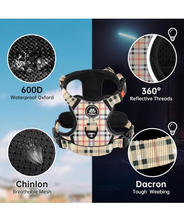 Nestroad Anti Pull Dog Harness & Leash Set for Large Dogs - XL Checkered Beige | Fits Neck 43-64cm & Breast 53-89cm | Buy Now! - Buy Online on GoSupps.com