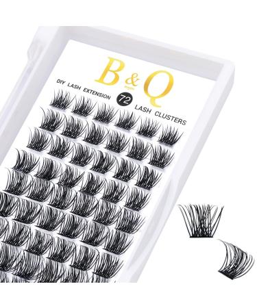 Eyelash individually d curl 14mm B & q eyelash 72 PCs DIY individual eyelashes for beginners reusable eyelash tufts of course single eyelashes for eyelash extensions at home (B09 D-14mm) D-14 mm B 09