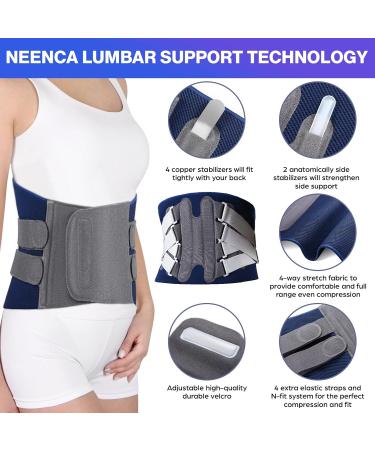 NEENCA Adjustable Back Support Brace - Lumbar Pain Relief Spring Stabilizers for Injury & Herniated Disc - FSA/HSA Approved - XXX-Large Multicolor - Buy Online on GoSupps.com