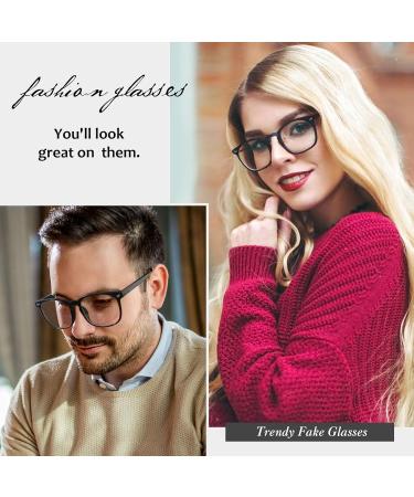 Buy GQUEEN Horn-Rimmed Glasses - UV400 Fake Nerd Glasses for Men & Women | Shiny Black No Prescription Needed - International Shipping - Buy Online on GoSupps.com