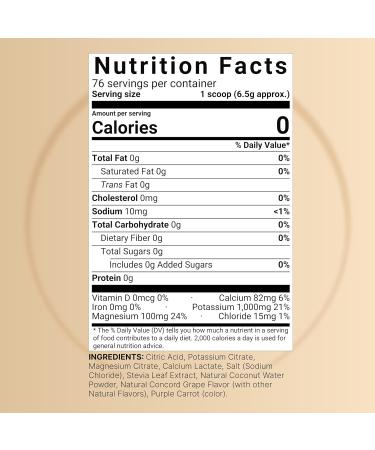 NatureBell Electrolytes Powder No Sugar 500g (76 Servings) | Keto Fast Hydration Powder Carnivore-Friendly Electrolyte 1,000mg High Potassium Minerals & Coconut Water Concord Grape Flavor - Buy Online on GoSupps.com