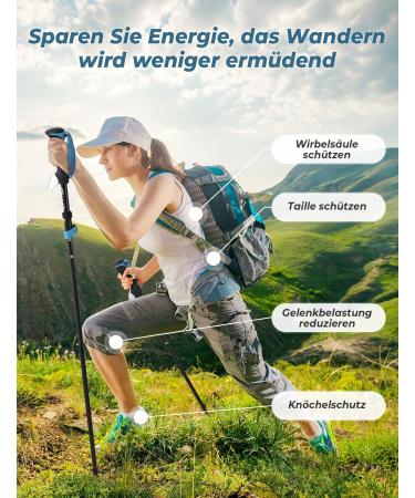 Glymnis 7075 Aluminum Hiking Sticks | Ultra-Light Foldable Trekking Poles for Men & Women | Adjustable 110-130cm with Rotary Lock & Rubber Buffers - Black - Buy Online on GoSupps.com