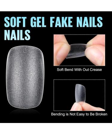 Tomicca Square Oval Short Nail Tips - 240 Pre-Shaped Gel & Acrylic Full Cover Tips | 12 Sizes - Perfect Half Matt Finish - Buy Online on GoSupps.com