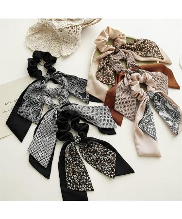 6 Pcs Bowknot Hair Bands Scarves - Double Layer Chiffon Elastic Hair Ties for Women & Girls - Ponytail Holders & Hairprint Bandana - Buy Online on GoSupps.com